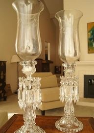 Beautiful hurricane candle holders.  Crystal.  Item #018