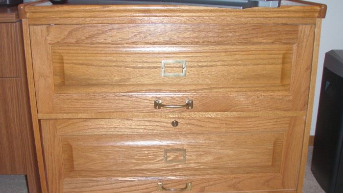 Oak Horizontal File Cabinet