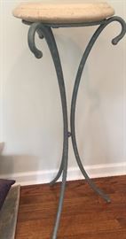7. Round Metal Pedestal Table w/  Concrete Top (14"x 42")