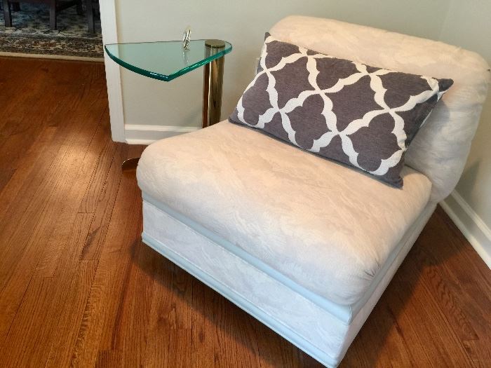 3.Roche-Bobois for Maurice Villency Slipper Chair w/ Ivory Textured Upholstery  