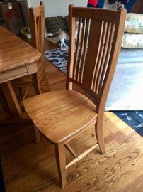 9.North Carolina Oak Mission Dining Table w/ One 20" Leaf (63"x 42"x 30")  &  6 North Carolina Oak Mission Chairs (21"x 17"x 41")