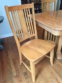 9.North Carolina Oak Mission Dining Table w/ One 20" Leaf (63"x 42"x 30")  &  6 North Carolina Oak Mission Chairs (21"x 17"x 41")