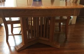 9.North Carolina Oak Mission Dining Table w/ One 20" Leaf (63"x 42"x 30")  &  6 North Carolina Oak Mission Chairs (21"x 17"x 41")