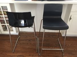 36. Pair of Ikea Black Barstools w/ Chrome Base      (16"x 16"x 35")  (Seat height 26")