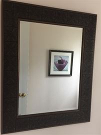 46. Beveled Mirror w/ Metallic Painted Frame   (32"x 26")