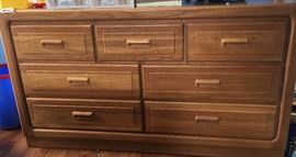 57. Stanley 7 Drawer Oak Dresser  w/ mirror               (54"x 18"x30")