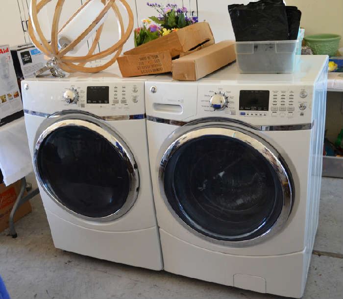 NEWER GE FRONT LOAD WASHER AND DRYER SET