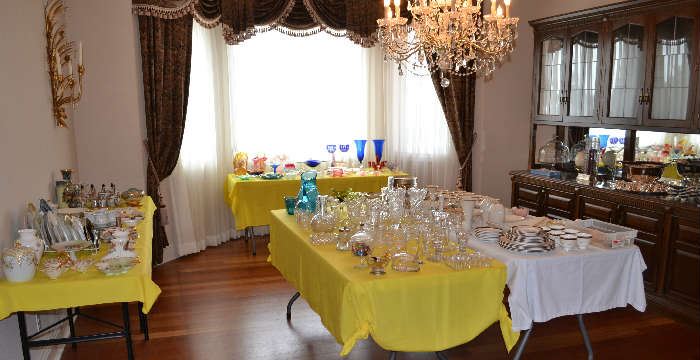 FORMAL DINING ROOM - FULL OF WONDERFULL CHINA, CRYSTAL, ART GLASS, ORIENTALIA, AND MORE