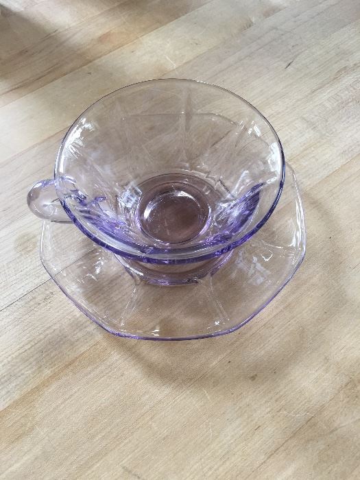 Depression cups and caucers set of 8