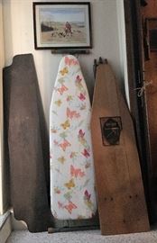 vintage RID-JID wooden ironing board,wooden shelf with iron brackets