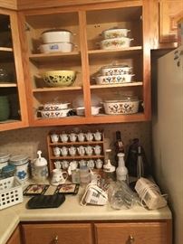 vintage corningware, pyrex, Precious Moments spice collection
