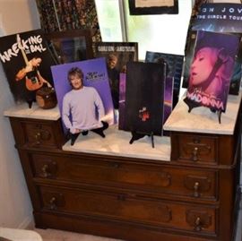 Antique Marble Dresser and Vintage Music Posters