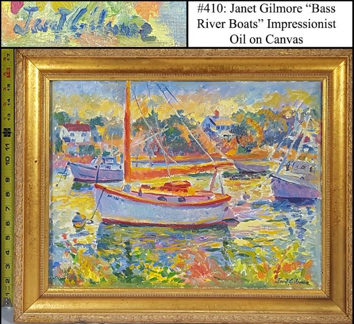 Art Gilmore Janet Oil On Canvas Impressionist Harbor Scene