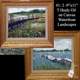 Art Healy T Pr Oil on Canvas Waterfront Landscapes