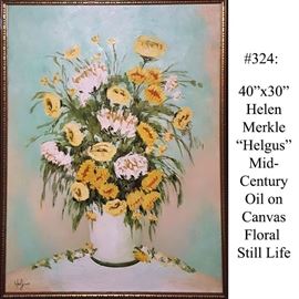Art Helgus Helen Merkle Oil On Canvas Still Life Flowers