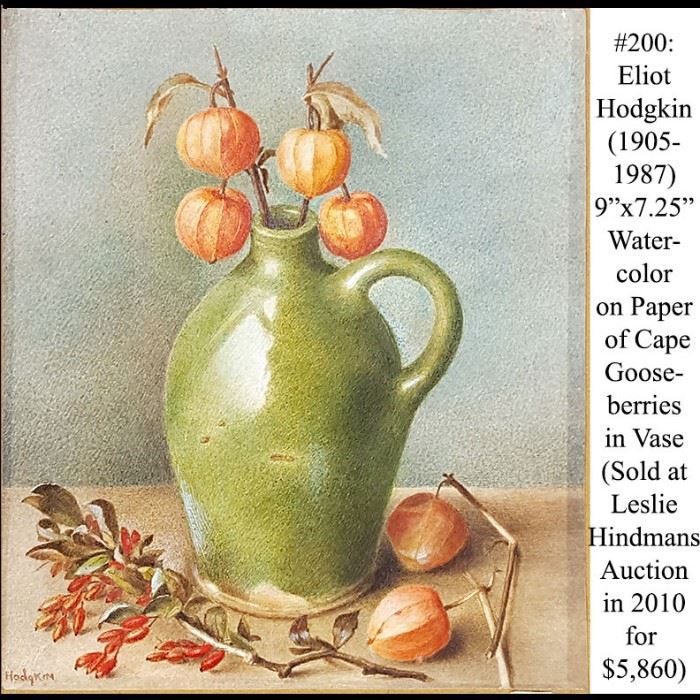 Art Hodgkin Eliot Watercolor Cape Gooseberries In Vase