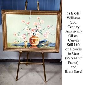 Art Williams GH Oil On Canvas Still Life With Easel