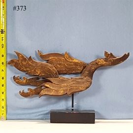 Asian Arts Antique Carved Wood Flying Dragon Figure