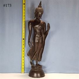 Asian Arts Bronze Enlightened Walking Buddha
