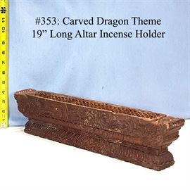 Asian Arts Carved Dragon Theme Incense Holder