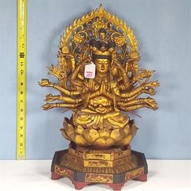 Asian Arts Buddha Many Armed Avalokiteshvara Gilded Wood
