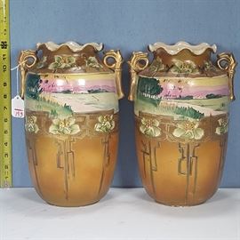Asian Arts Porcelain Satsuma Nouveau Vases