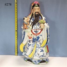 Asian Arts Porcelain Tall Figure With Child Fan