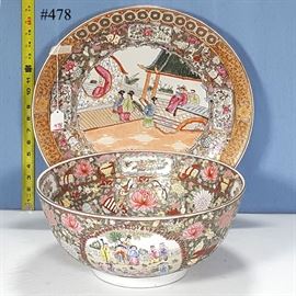 Asian Arts Porcelains Famille Rose Medallion Console Bowl Charger