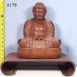 Asian Arts Wood Buddha With Stand