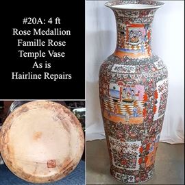 Asian Arts Rose Medallion Famille Rose Temple Vase