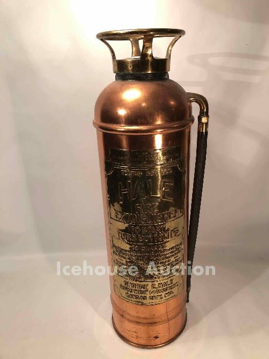 Antique brass fire extinguisher, KCMO