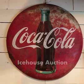 Vintage Coca Cola enameled steel button sign