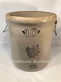 Western Stoneware #10 crock with steel handles