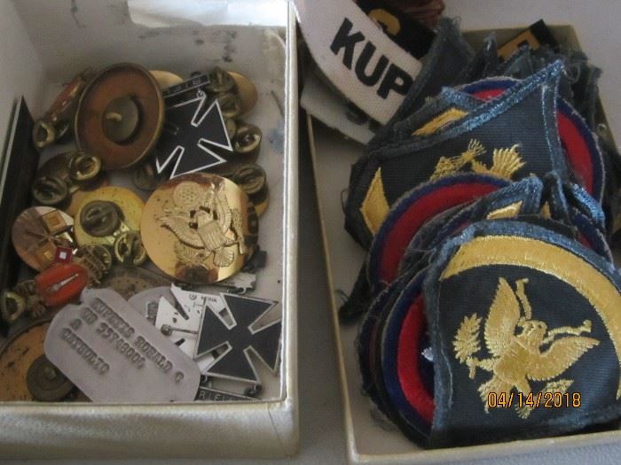 Military buttons and patches