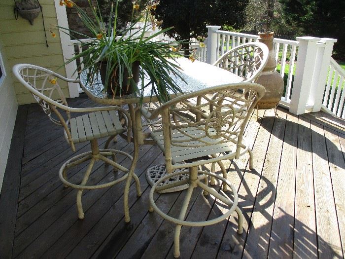 Metal and webbed patio set