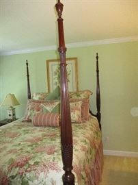 Cherry carved four-poster bed