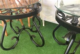 Wrought iron & glass occasional tables