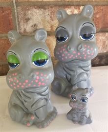Retro 60’s hippopotamus family