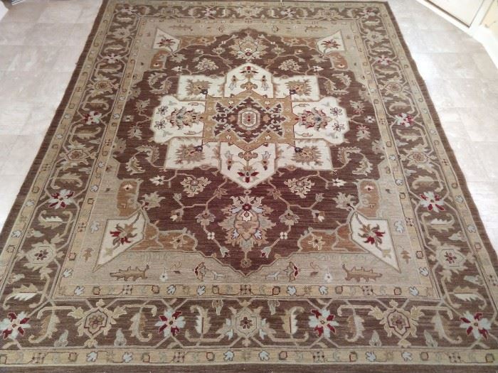 Persian design Heriz rug, hand woven, 100% wool face, measures 8' 6"  x 11' 8".