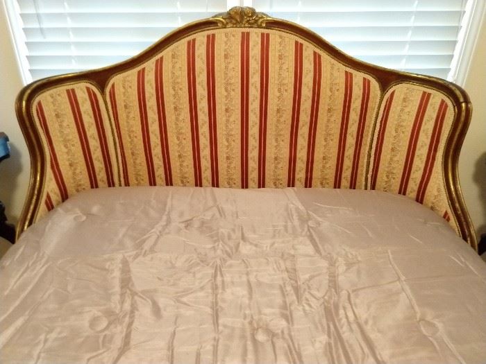 Detail of the upholstered French headboard.