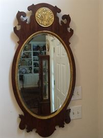 Close-up of the Henredon beveled glass mirror. 