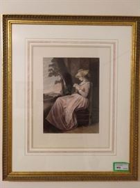 Nicely framed lithograph, "The Seamstress".