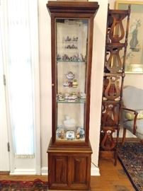 Vintage mahogany lighted curio cabinet, full of cute smalls - keep looking - next three pics give details.