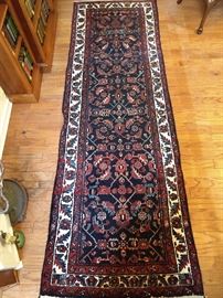 Vintage Persian Lilihan Sarouk runner, hand woven, 100% wool face, measures 3' 4" x 9' 10".