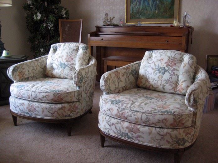 Matching upholstered living room chairs.