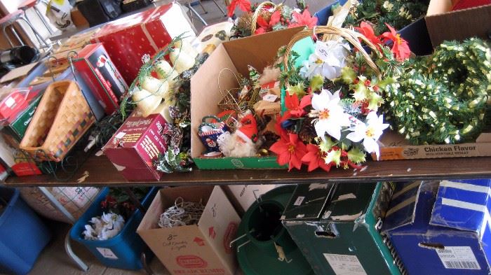 Crates full of every imaginable Christmas decorations for home and yard. 