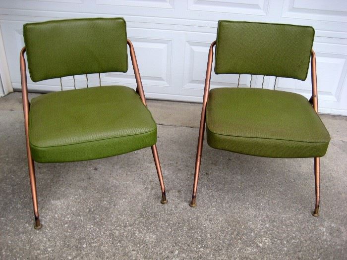 Matching Mid Century vinyl chairs.