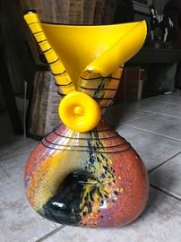 SIGNED- 15" tall- stellar art glass