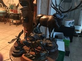 BRONZE SCULPTURES- elk [plural], birds  . . .