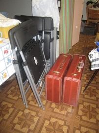 Suitcases, folding chairs